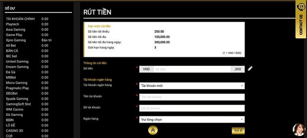 rút tiền tại nhà cái casino VB9