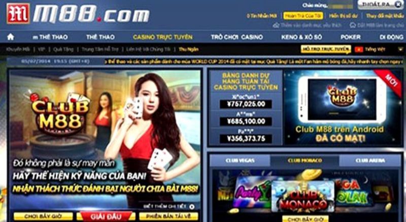 M88 dẫn đầu top 10 casino online