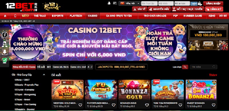 Casino trực tuyến uy tín 12Bet