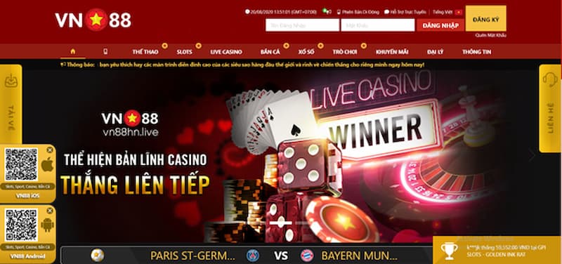 Sòng Live casino uy tín VN88